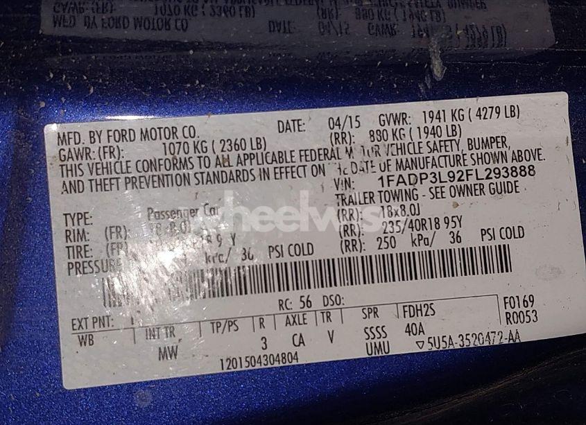 Photo 9 of 2015 Ford Focus ST (VIN 1FADP3L92FL293888)