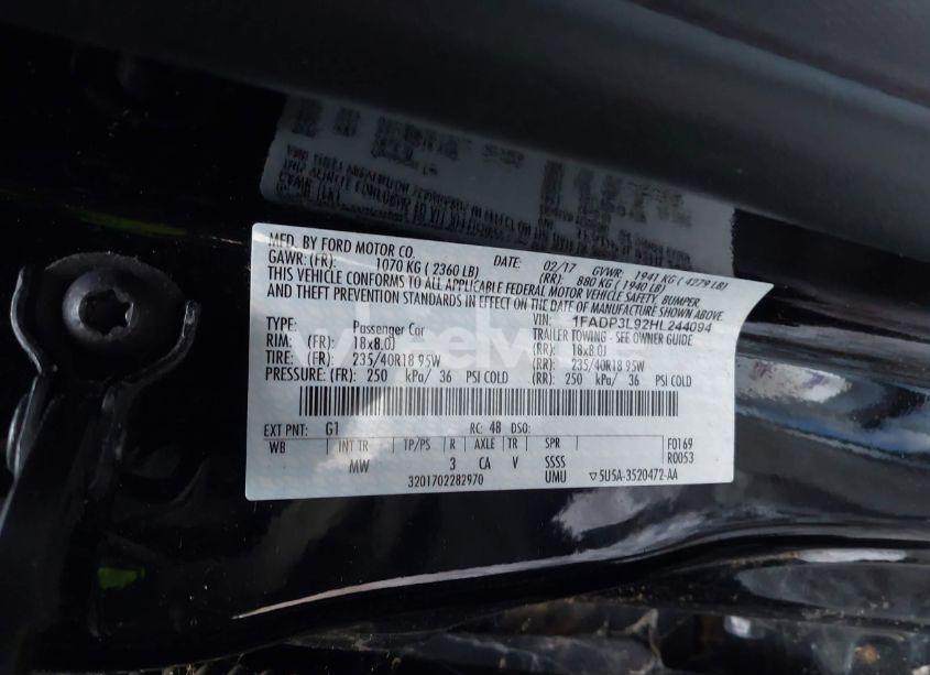 Photo 9 of 2017 Ford Focus ST (VIN 1FADP3L92HL244094)