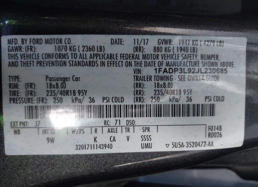 Photo 9 of 2018 Ford Focus ST (VIN 1FADP3L92JL230685)