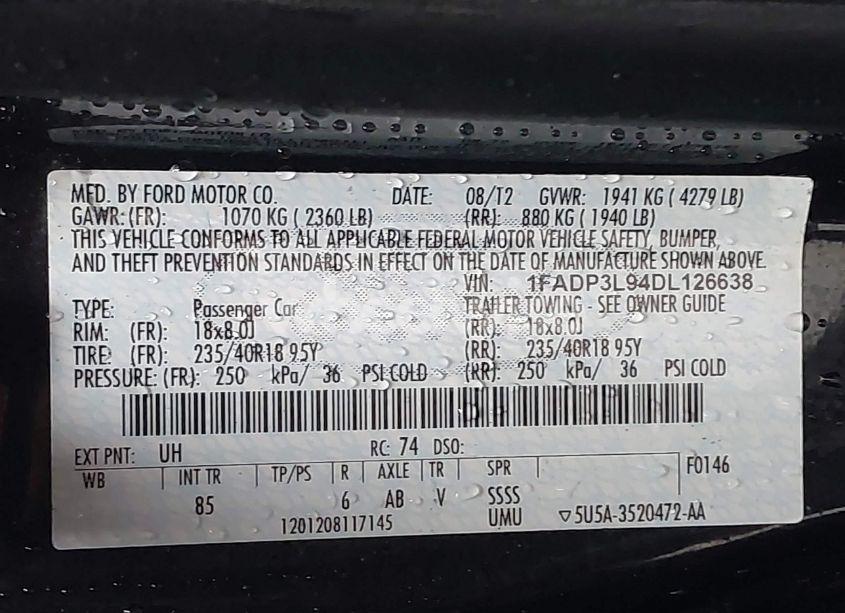 Photo 9 of 2013 Ford Focus ST (VIN 1FADP3L94DL126638)