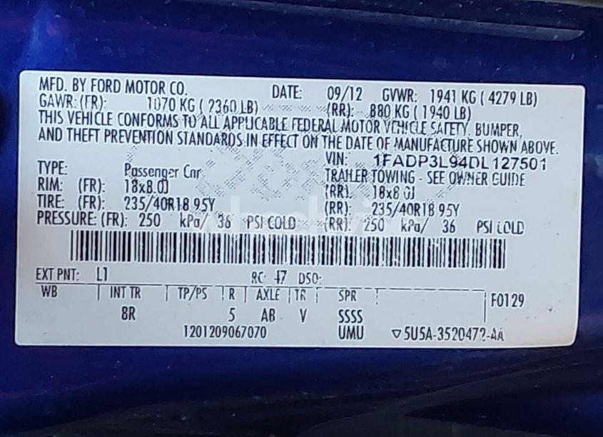 Photo 9 of 2013 Ford Focus ST (VIN 1FADP3L94DL127501)