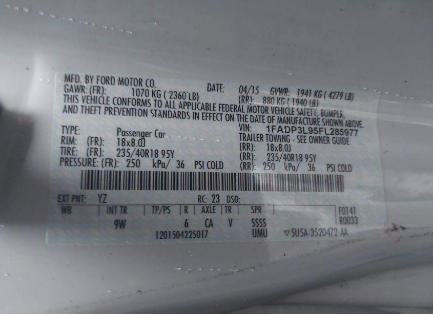 Photo 9 of 2015 Ford Focus ST (VIN 1FADP3L95FL285977)