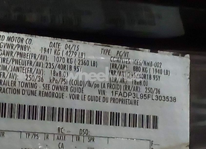 Photo 9 of 2015 Ford Focus ST (VIN 1FADP3L95FL303538)