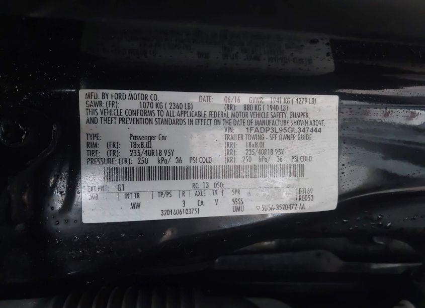 Photo 9 of 2016 Ford Focus ST (VIN 1FADP3L95GL347444)