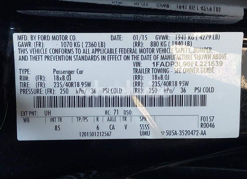 Photo 9 of 2015 Ford Focus ST (VIN 1FADP3L96FL221639)