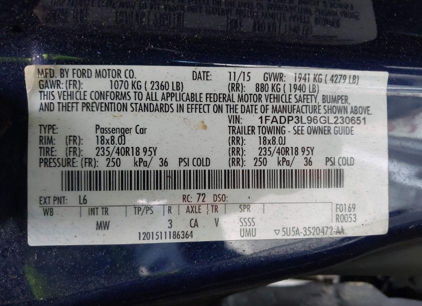 Photo 9 of 2016 Ford Focus ST (VIN 1FADP3L96GL230651)