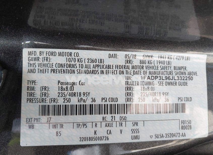 Photo 9 of 2018 Ford Focus ST (VIN 1FADP3L96JL332250)