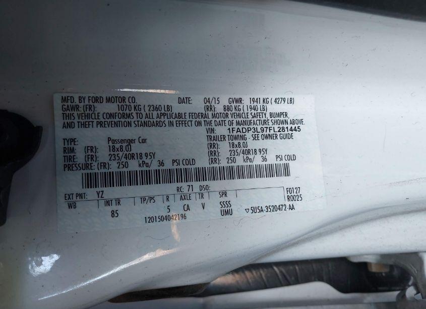 Photo 9 of 2015 Ford Focus ST (VIN 1FADP3L97FL281445)