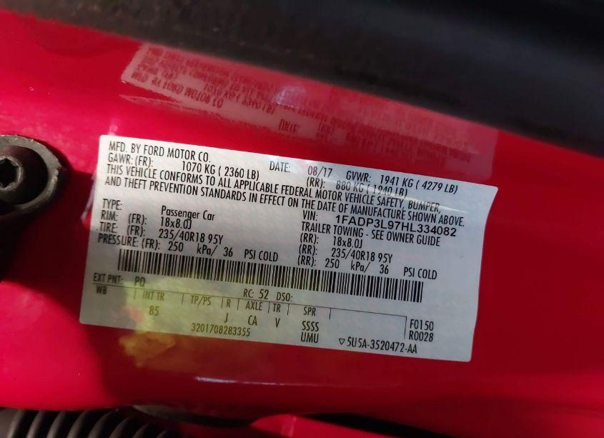 Photo 9 of 2017 Ford Focus ST (VIN 1FADP3L97HL334082)