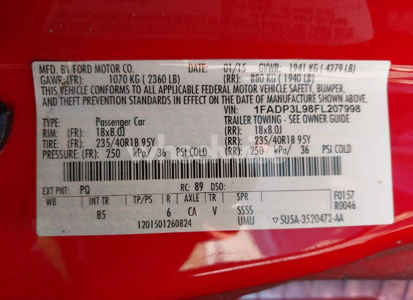 Photo 9 of 2015 Ford Focus ST (VIN 1FADP3L98FL207998)