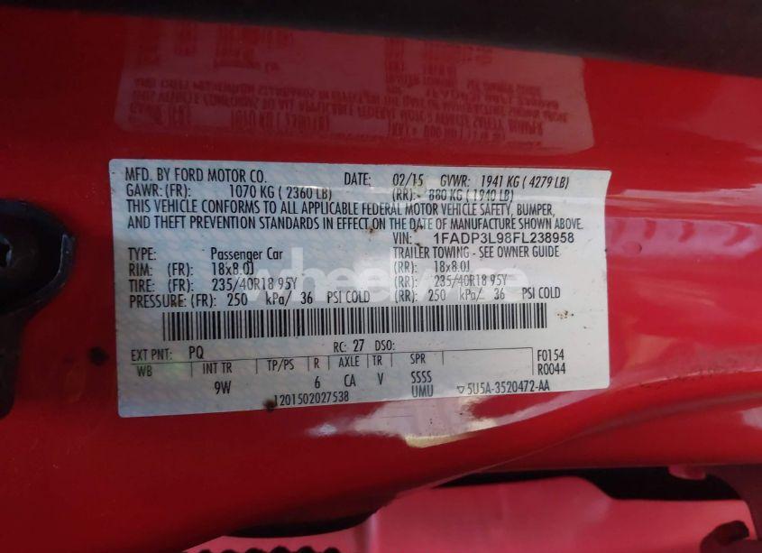 Photo 9 of 2015 Ford Focus ST (VIN 1FADP3L98FL238958)