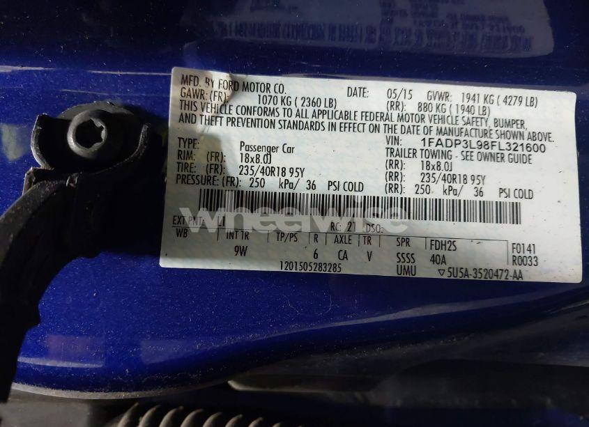 Photo 9 of 2015 Ford Focus ST (VIN 1FADP3L98FL321600)