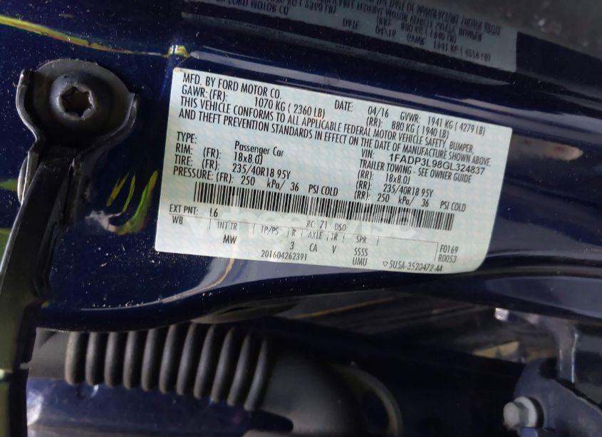 Photo 9 of 2016 Ford Focus ST (VIN 1FADP3L98GL324837)