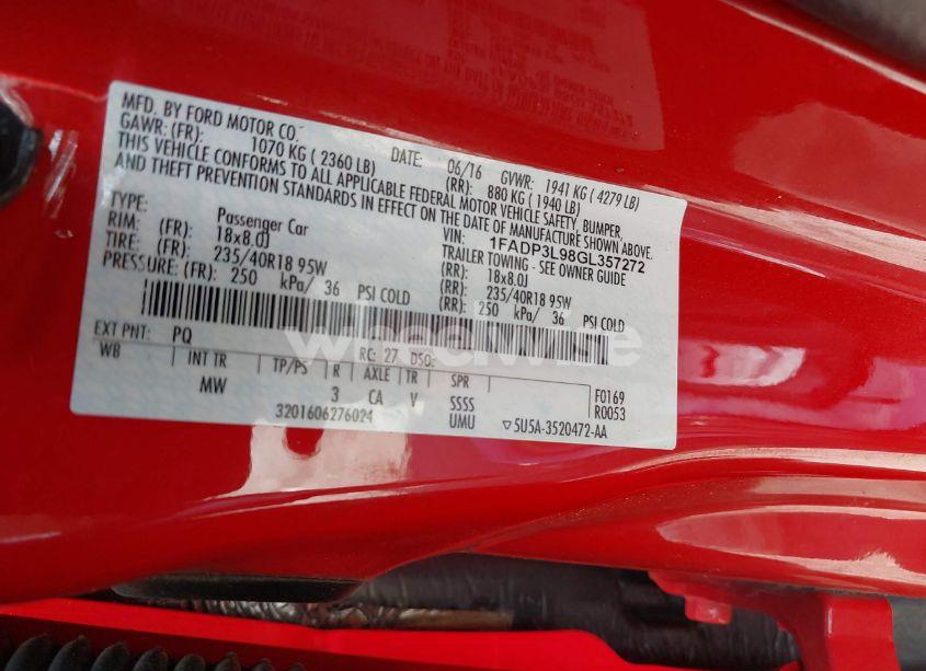 Photo 9 of 2016 Ford Focus ST (VIN 1FADP3L98GL357272)