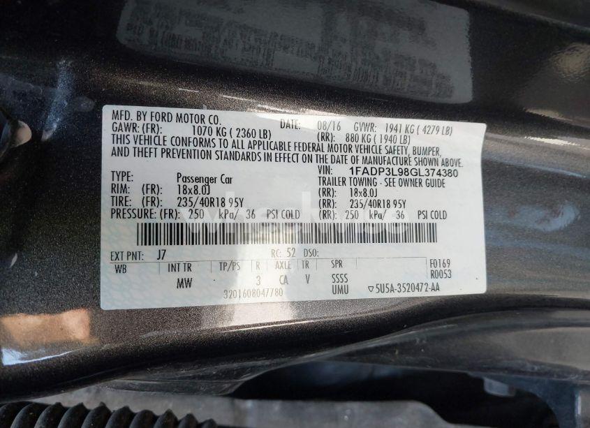 Photo 9 of 2016 Ford Focus ST (VIN 1FADP3L98GL374380)