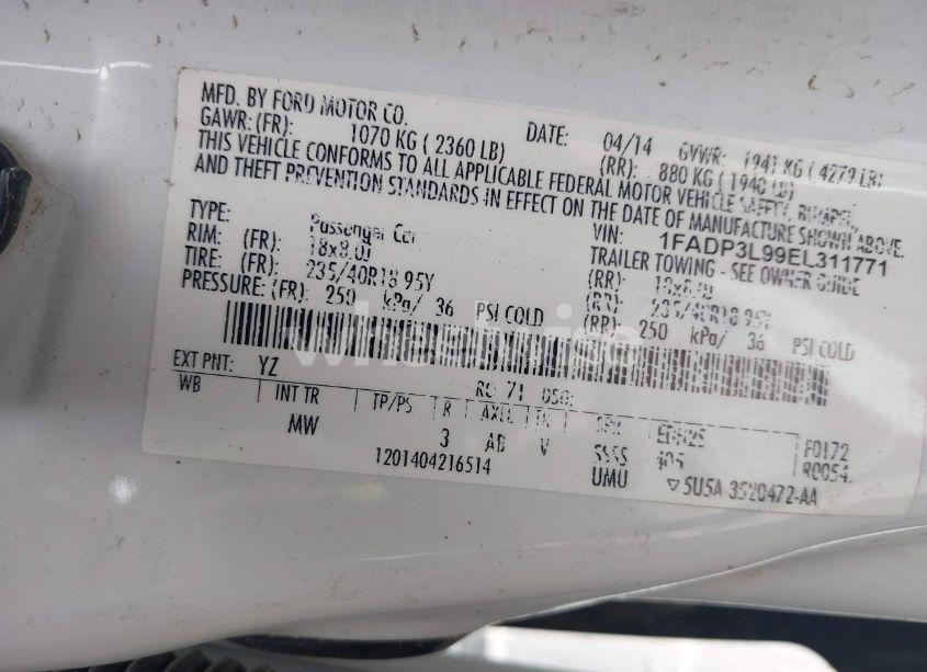 Photo 9 of 2014 Ford Focus ST (VIN 1FADP3L99EL311771)