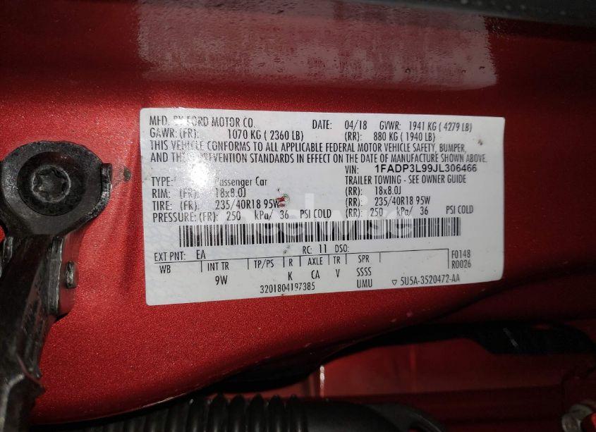 Photo 9 of 2018 Ford Focus ST (VIN 1FADP3L99JL306466)