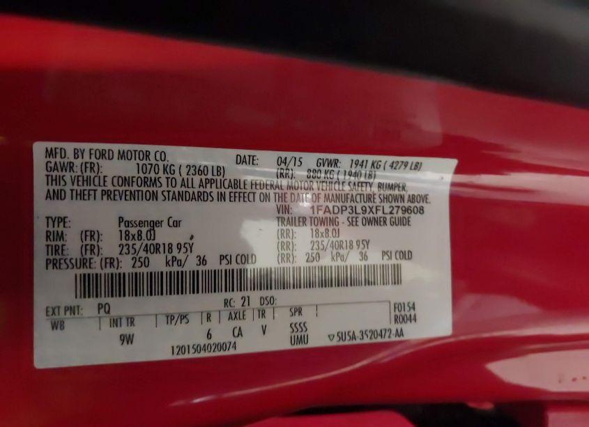 Photo 9 of 2015 Ford Focus ST (VIN 1FADP3L9XFL279608)