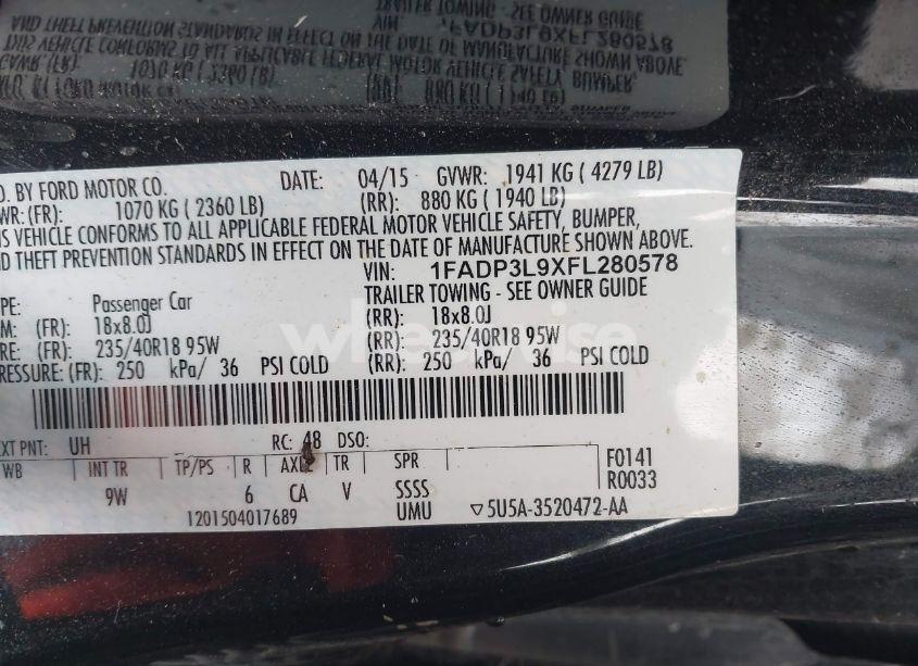 Photo 9 of 2015 Ford Focus ST (VIN 1FADP3L9XFL280578)