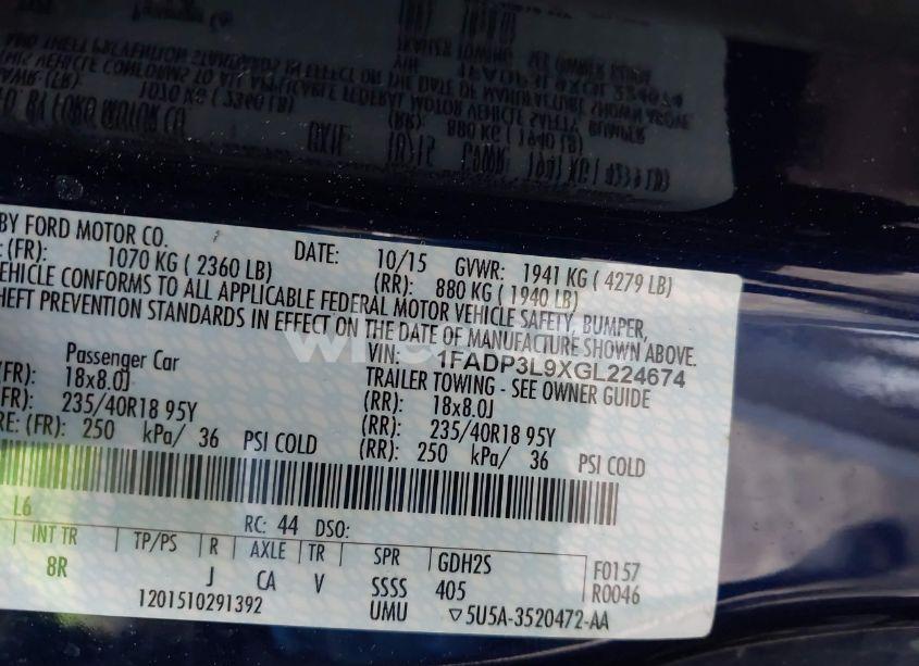 Photo 9 of 2016 Ford Focus ST (VIN 1FADP3L9XGL224674)