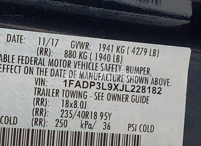 Photo 9 of 2018 Ford Focus ST (VIN 1FADP3L9XJL228182)