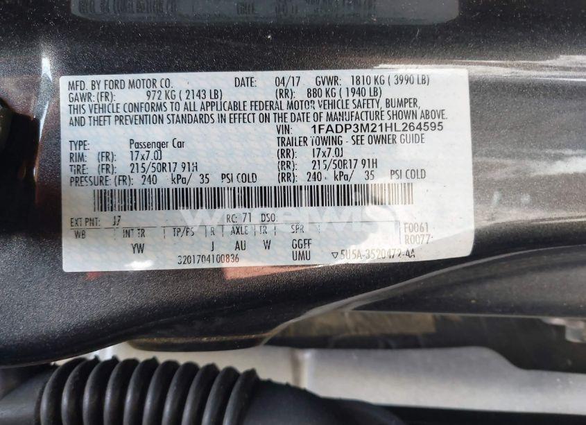 Photo 9 of 2017 Ford Focus SEL (VIN 1FADP3M21HL264595)