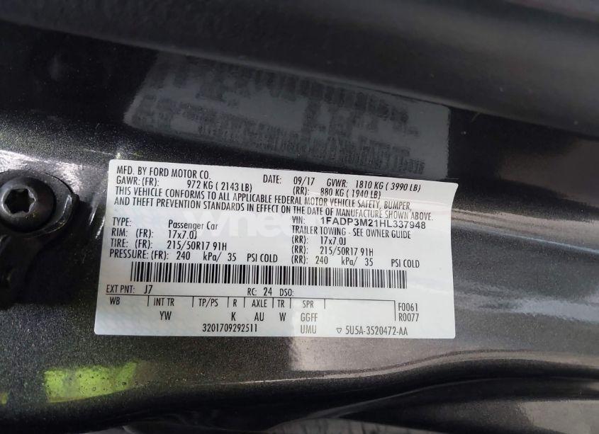 Photo 9 of 2017 Ford Focus SEL (VIN 1FADP3M21HL337948)