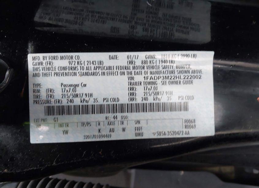 Photo 9 of 2017 Ford Focus SEL (VIN 1FADP3M22HL222002)