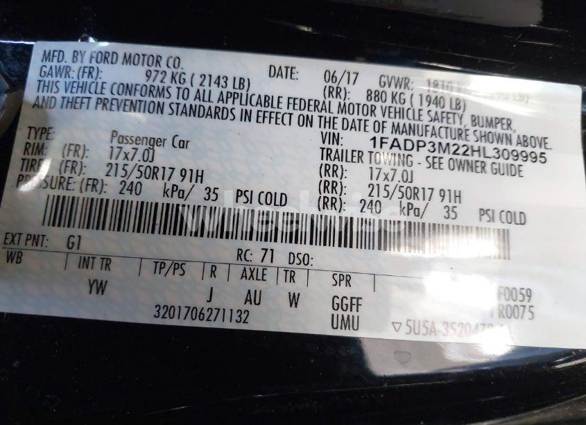 Photo 9 of 2017 Ford Focus SEL (VIN 1FADP3M22HL309995)