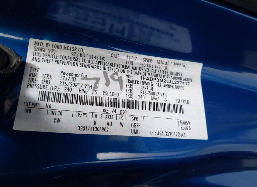 Photo 9 of 2018 Ford Focus SEL (VIN 1FADP3M23JL227117)