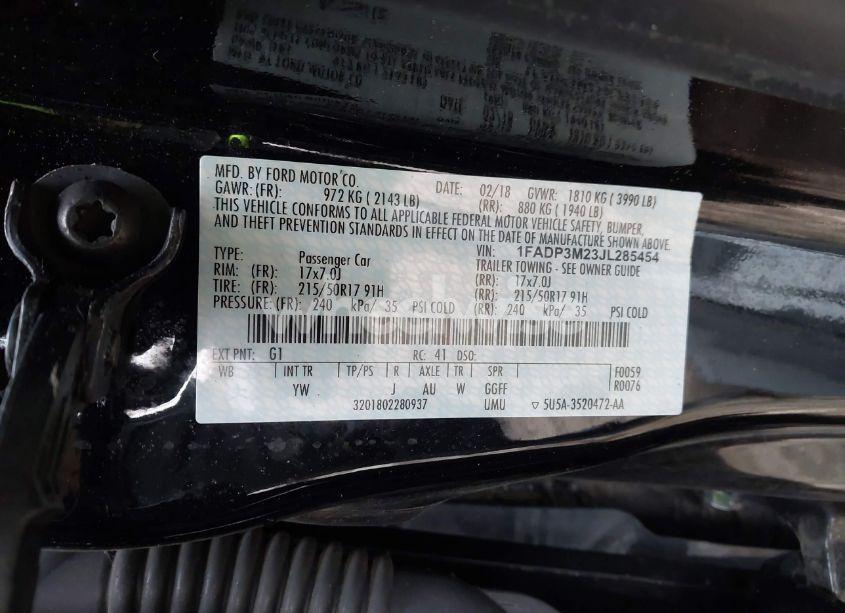 Photo 9 of 2018 Ford Focus SEL (VIN 1FADP3M23JL285454)