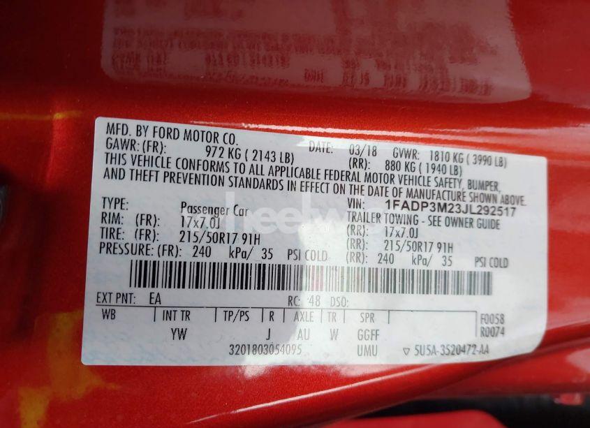 Photo 9 of 2018 Ford Focus SEL (VIN 1FADP3M23JL292517)