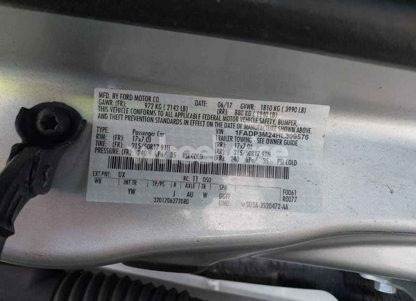 Photo 9 of 2017 Ford Focus SEL (VIN 1FADP3M24HL309576)