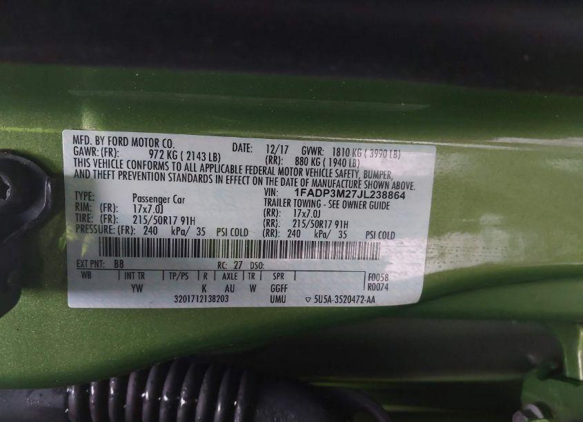 Photo 9 of 2018 Ford Focus SEL (VIN 1FADP3M27JL238864)