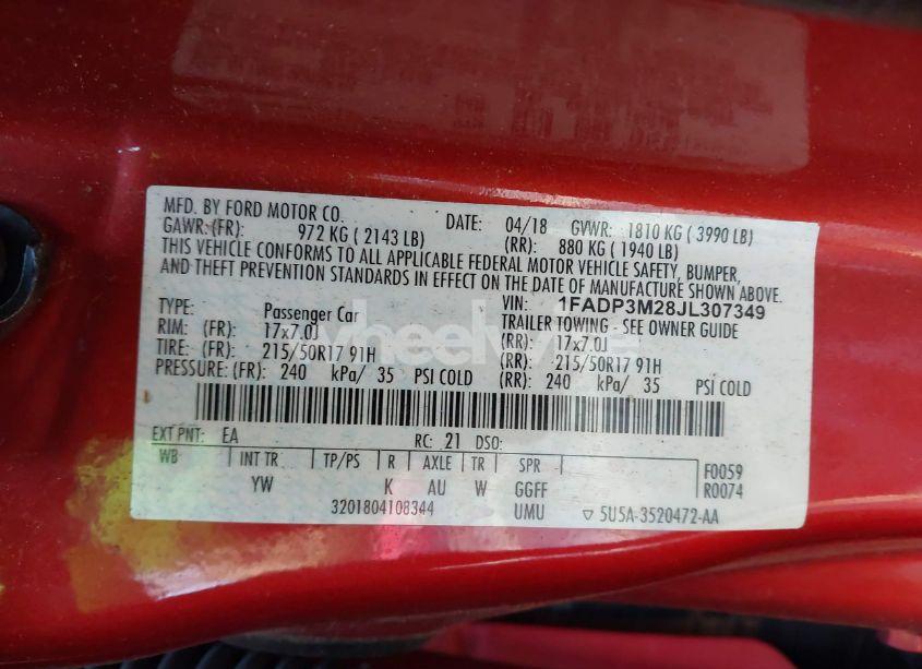 Photo 9 of 2018 Ford Focus SEL (VIN 1FADP3M28JL307349)