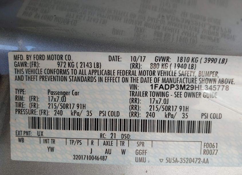 Photo 9 of 2017 Ford Focus SEL (VIN 1FADP3M29HL345778)