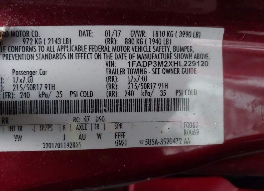 Photo 9 of 2017 Ford Focus SEL (VIN 1FADP3M2XHL229120)