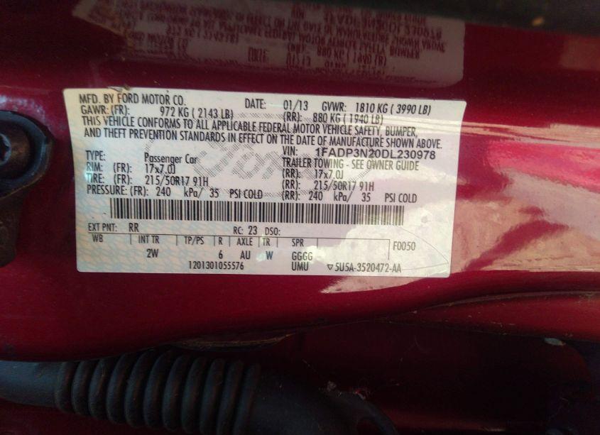 Photo 9 of 2013 Ford Focus TITANIUM (VIN 1FADP3N20DL230978)