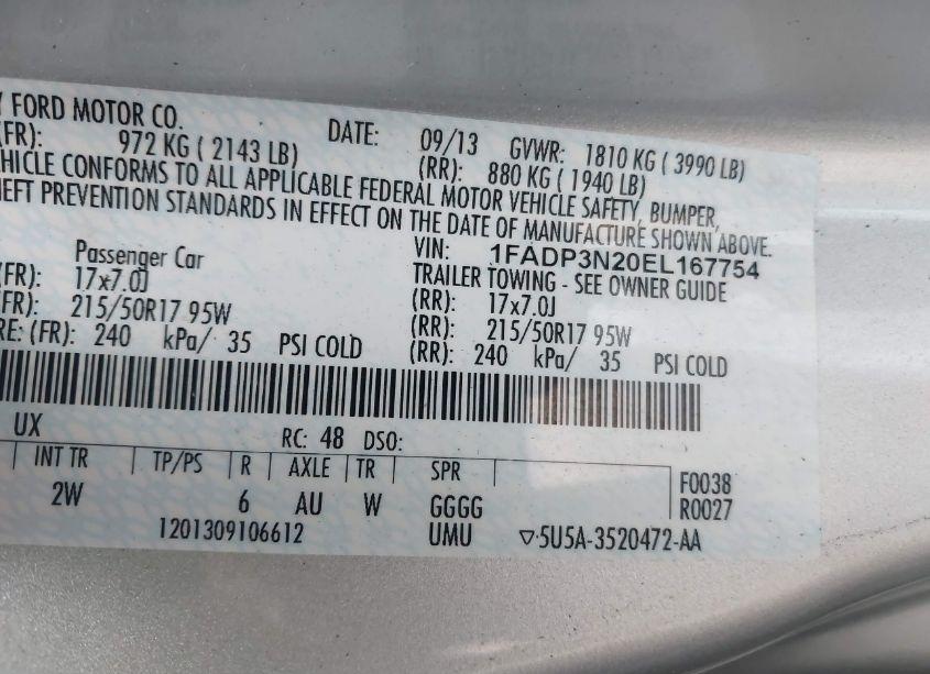 Photo 9 of 2014 Ford Focus TITANIUM (VIN 1FADP3N20EL167754)