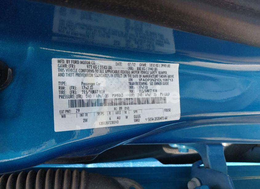 Photo 9 of 2013 Ford Focus TITANIUM (VIN 1FADP3N21DL108713)