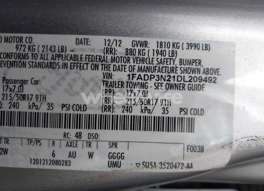 Photo 9 of 2013 Ford Focus TITANIUM (VIN 1FADP3N21DL209492)