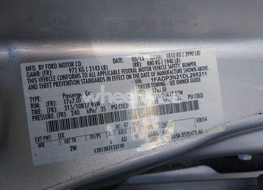 Photo 9 of 2013 Ford Focus TITANIUM (VIN 1FADP3N21DL295211)