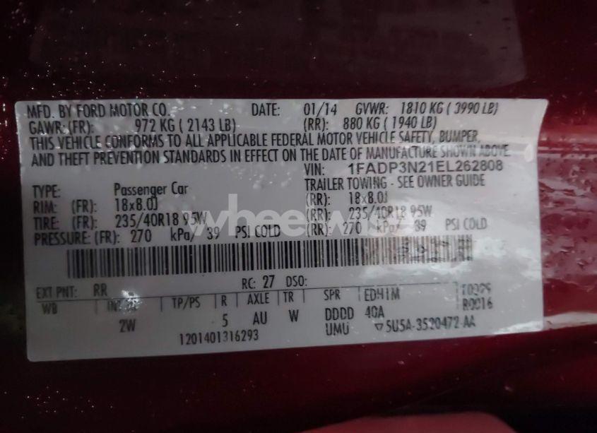 Photo 9 of 2014 Ford Focus TITANIUM (VIN 1FADP3N21EL262808)