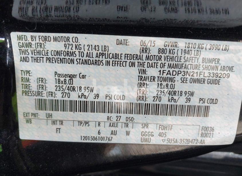 Photo 9 of 2015 Ford Focus TITANIUM (VIN 1FADP3N21FL339209)