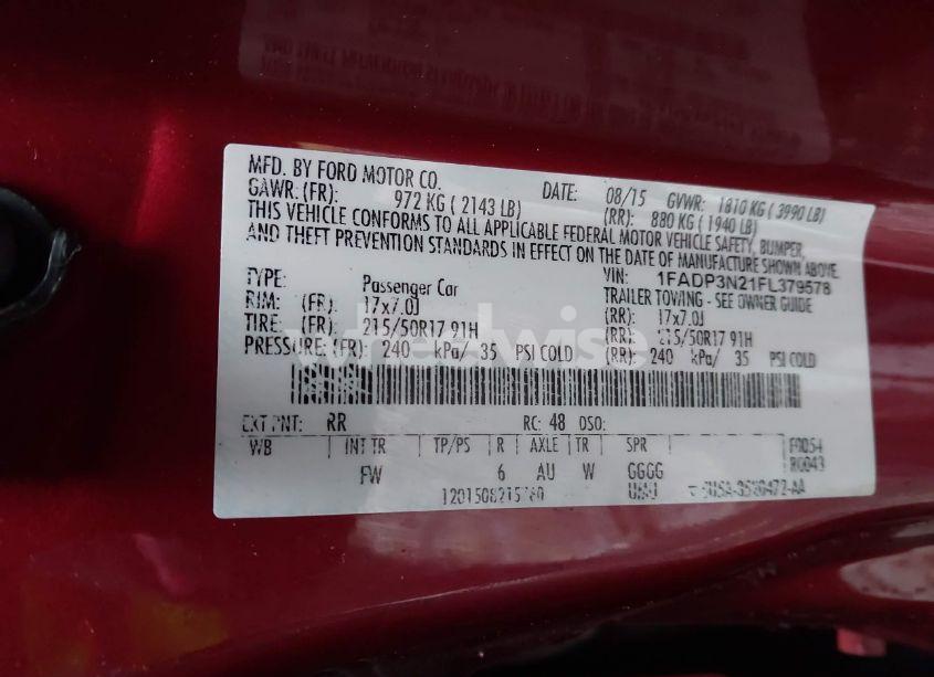 Photo 9 of 2015 Ford Focus TITANIUM (VIN 1FADP3N21FL379578)