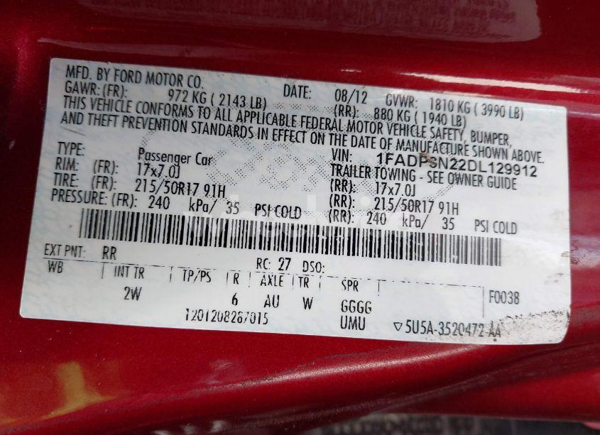 Photo 9 of 2013 Ford Focus TITANIUM (VIN 1FADP3N22DL129912)