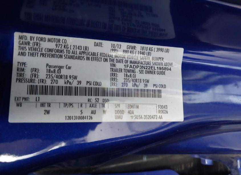 Photo 9 of 2014 Ford Focus TITANIUM (VIN 1FADP3N22EL195894)