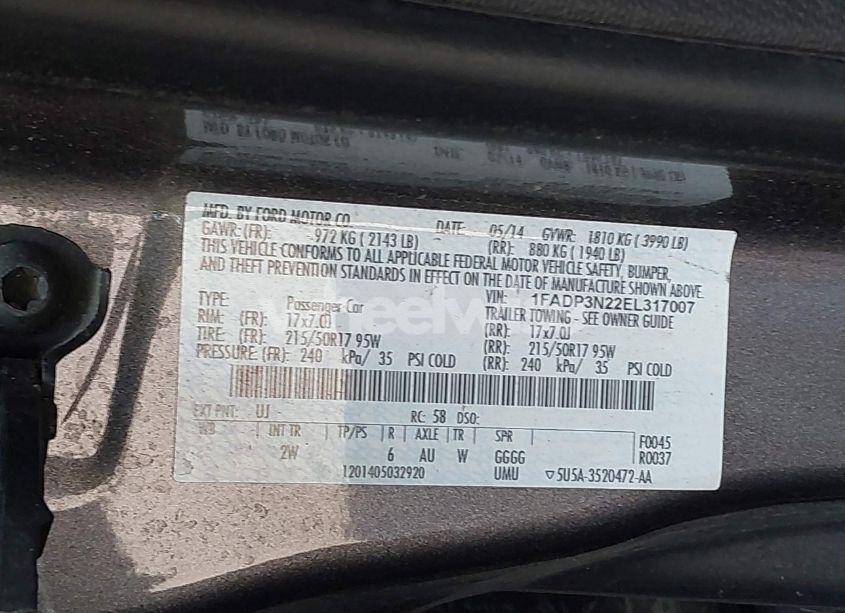 Photo 9 of 2014 Ford Focus TITANIUM (VIN 1FADP3N22EL317007)