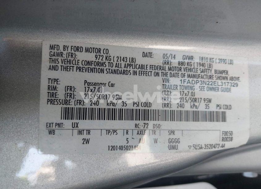 Photo 9 of 2014 Ford Focus TITANIUM (VIN 1FADP3N22EL317329)