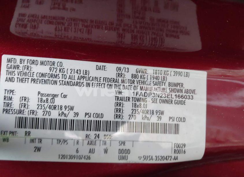 Photo 9 of 2014 Ford Focus TITANIUM (VIN 1FADP3N23EL166033)